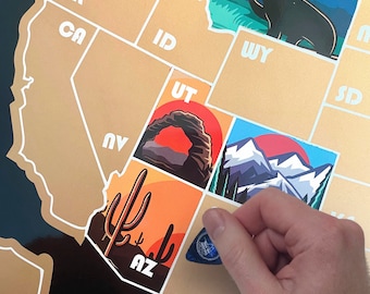 50 États à gratter, carte des États-Unis à gratter, carte de voyage des États-Unis, affiche à gratter, carte des États-Unis, cadeaux pour voyageur solo