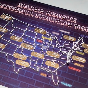 Baseball Stadium Bucket List, US Baseball Stadiums Scratch off Map, Stadium Tour, MLB Stadiums Map, Major League Stadium Tracker Gift
