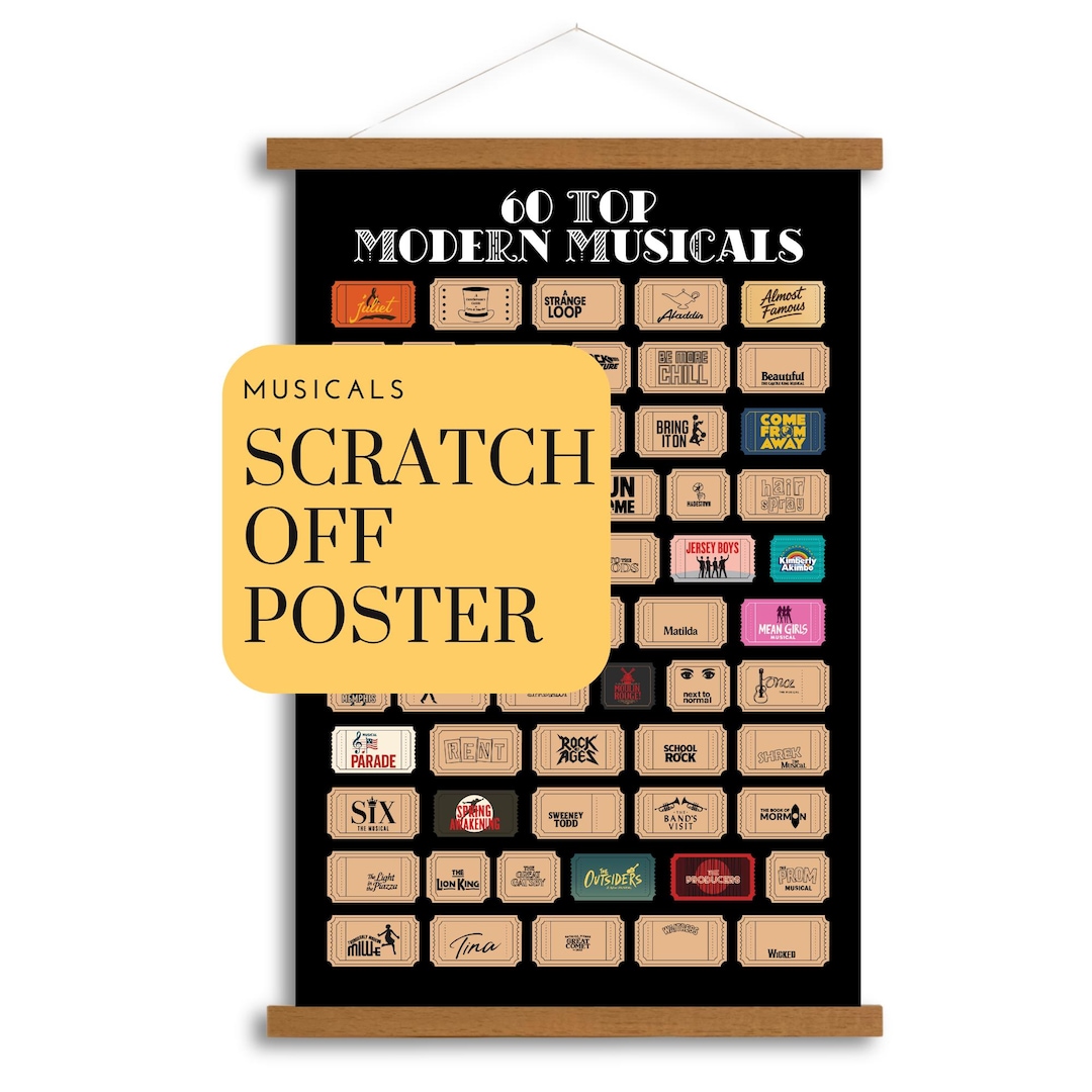 Musicals Scratch off Poster, 60 Top Modern Musicals, Gift for Musical ...