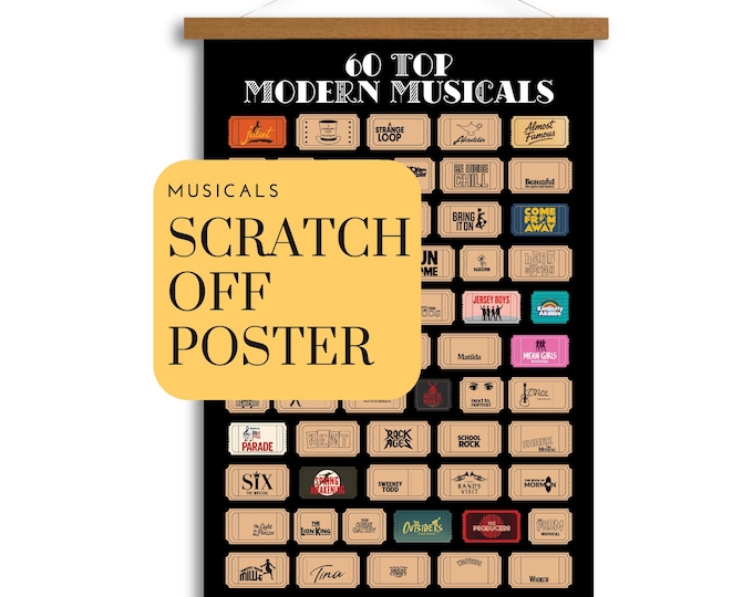 Musicals Scratch off Poster, 60 Top Modern Musicals, Gift for Musical Theater Lovers, Broadway Musicals scratch off, Drama Teacher Gift