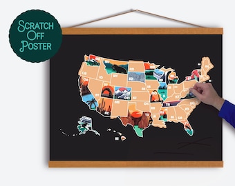 50 States Scratch Off Map,  Scratch off Poster, US State Map Scratch off, Travels Map, solo traveler gifts, Wanderlust Scratch off