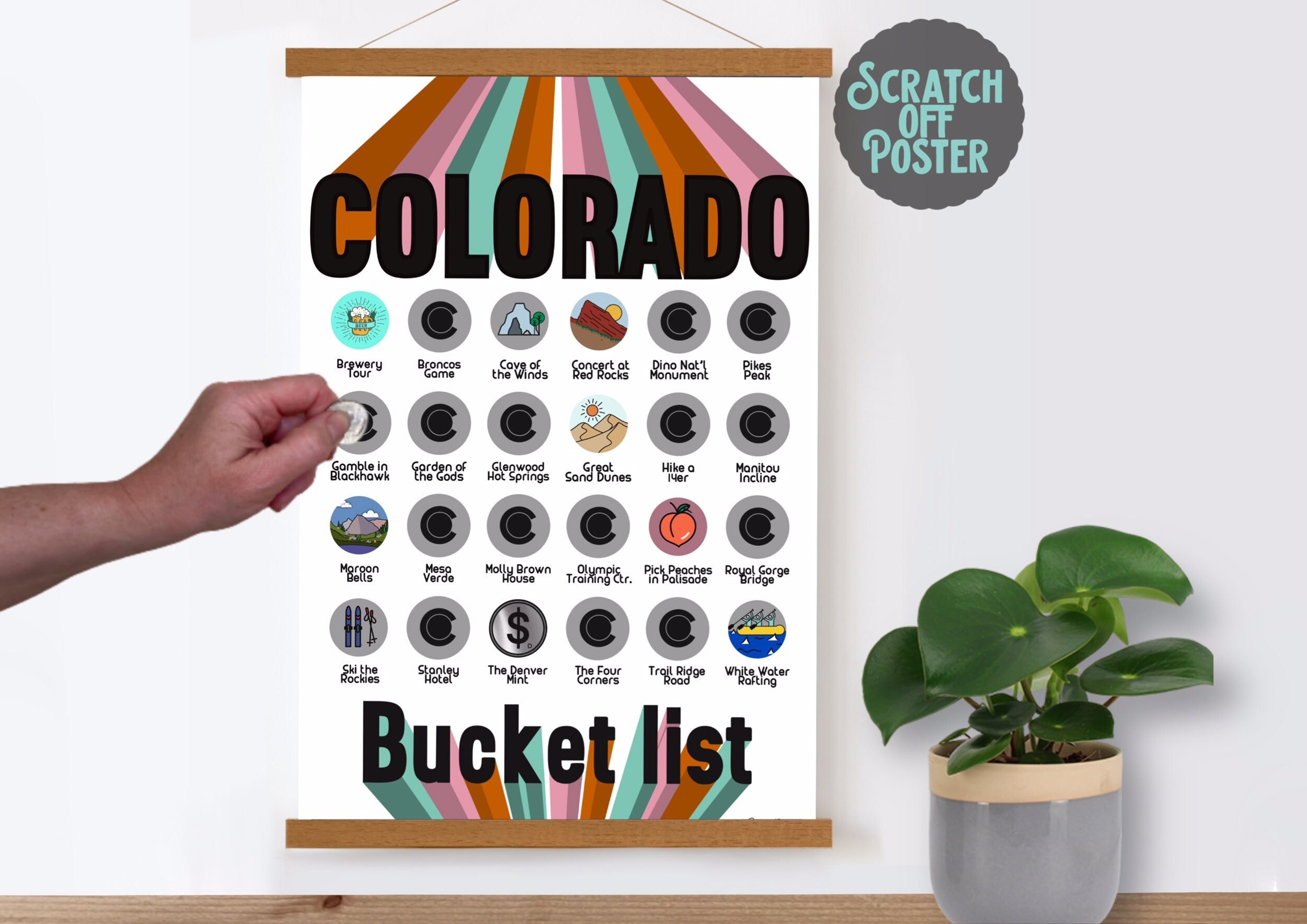 Colorado Bucket List, Colorado Scratch off, Scratch off map, Colorado gifts, Colorado Poster, Poster Hanger, Moving gift, Travel gift, Frame