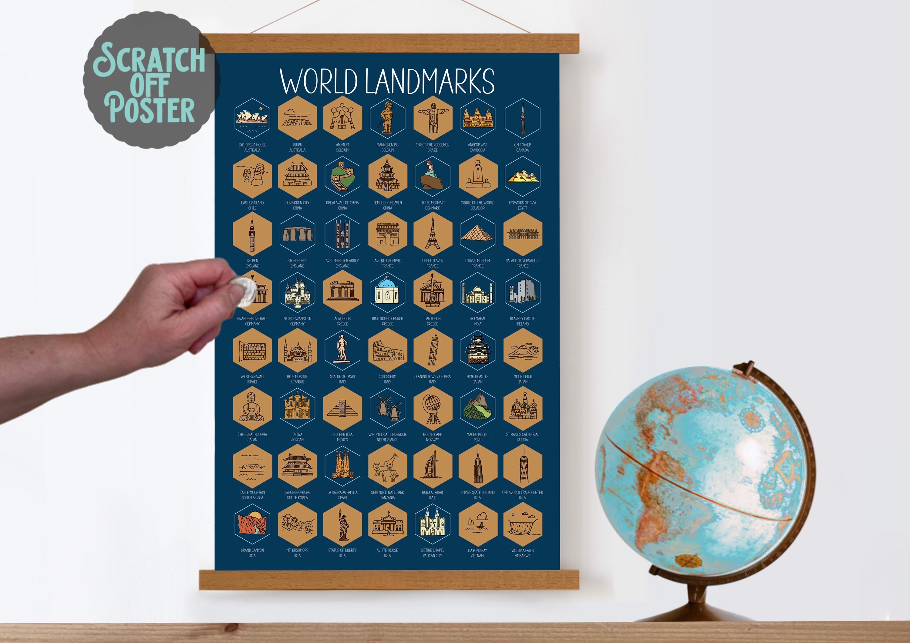 Scratch off Map World World Landmarks Scratch off Travel Etsy Canada