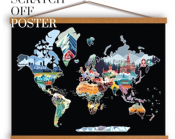 World Scratch off Map, Travel Map, Scratch off Poster, Solo Traveler Gifts, Big World Map, Scratch off World Map, Travel Buddy Gift