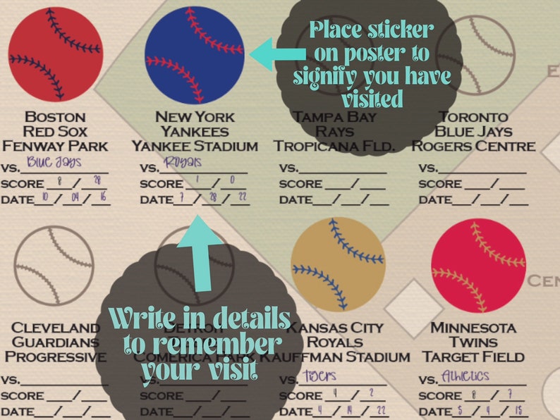 Baseball Stadium Tracker Pro Baseball Stadium Bucket List Etsy
