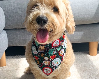 Santa Christmas Dog Bandana | Festive Dog Bandana | Bandana for Dogs | Santa Bandana | Sailor bow