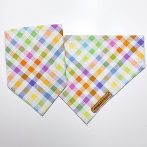 Personalised Dog Bandana | Gingham Dog Bandana | Rainbow Bandana for Dogs | Picnic Dog bandana