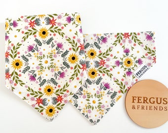 Sunflower Dog Bandana | Personalised Dog Bandana | Boho Dog Bandana | Bandana for Dogs | Flora