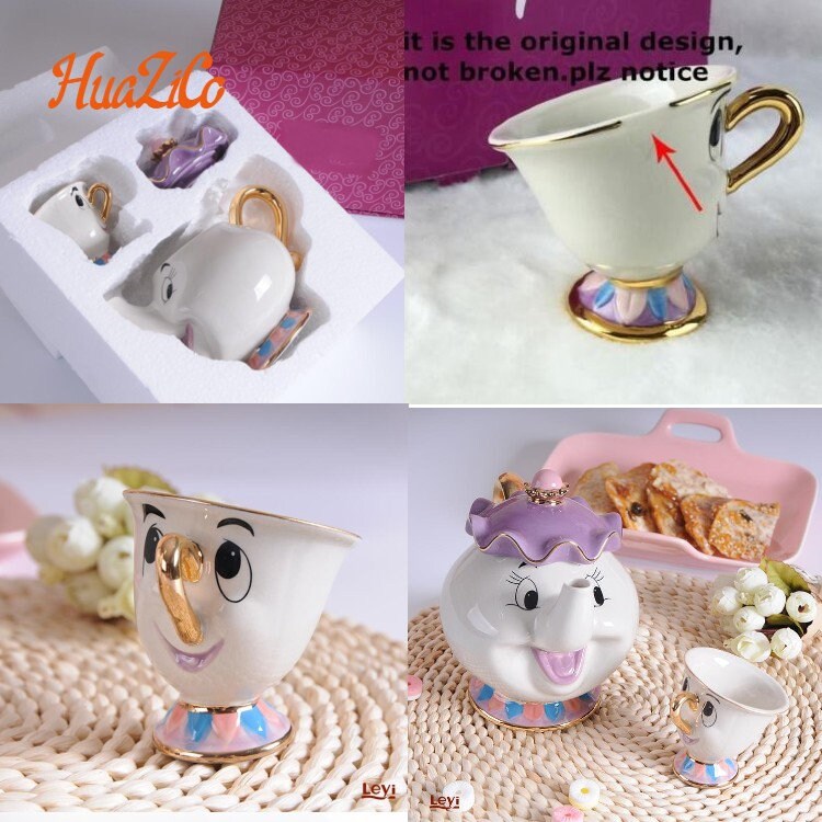 New Cartoon Beauty And The Beast Teapot Mug Mrs Potts Chip Etsy