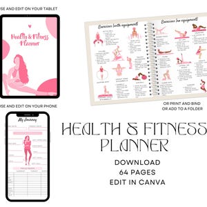 Health & Fitness Planner | Wellness Journal | Workout Tracker | Meal Planner | Digital PDF Download, Instant Download