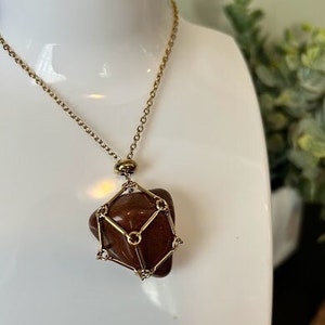 Versatile Crystal Holder Necklace + free 3 gemstones