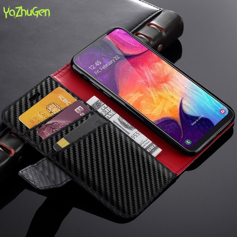 Carbon Fiber Flip For Samsung S20 S10 S8 S7 Edge Note 10 9 20 Pole S10 Lite A91 Leather Phone Wallet For S9 Plus