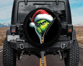 Housse de pneu de secours drôle Grinch, Housse de pneu de Noël inspirée du Grinch, Housse de pneu de Noël Grinch, Housse de pneu de Noël rétro Jor Bronco SUV Rvs