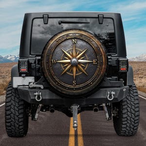 Golden bronze Stone metal classic Compass Spare tire cover Bronco Mercedes Land Rover GIFT for off-road lovers,Christmas Spare Tire Cover