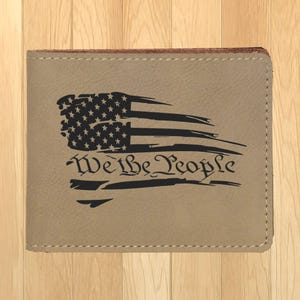 Cartera de cuero "We The People" para hombre, cartera de cuero patriótica para hombre, cartera con la bandera de EE. UU. para hombre, cartera con la bandera del 4 de julio para hombre, cartera 1776 para hombre.