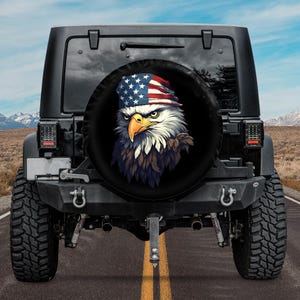 American Flag Eagle Tire Cover,Bald Eagle Spare Tire Cover,4th of July Spare Tire Cover,Independence Day Bald Eagle Tire Cover USA Flag