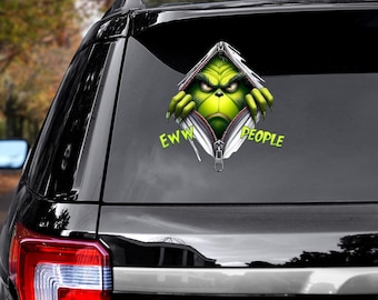 Funny Grinch Car Decal,Grinch Inspired Christmas car Sticker,Grinch Christmas Bumper Stickers,Retro Christmas car decal,Christmas car decal