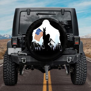 Bigfoot Spare Tire Cover,Bigfoot USA flag spare tire cover,Bigfoot car accessories Mountain Camping Camper Tire Cover Outdoors Hiking
