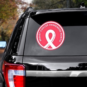 Adesivo per auto per il mese della consapevolezza sul cancro al seno, adesivo per paraurti contro il cancro al seno, adesivo per auto con nastro rosa, accessori per auto per donne sopravvissute al cancro al seno