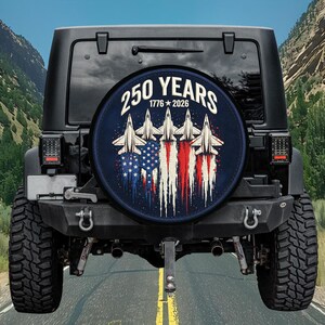 Reservdäcksskydd för Amerikas 250-årsjubileum, Fälgskydd för Patriotiska Jet Fighter, Biltillbehör för den 4 juli