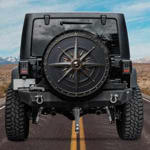 Black bronze Stone metal classic Compass Spare tire cover for campers Bronco Mercedes Land Rover GIFT for off-road lovers,Gift For Campers