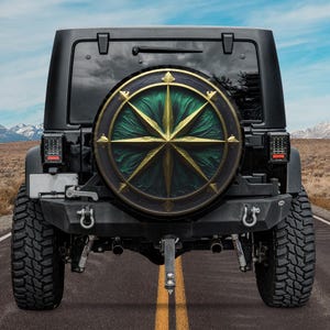 Vintage Classic Compass Spare tire cover camera Hole Option,Aesthetic Nautical Comnpass Tire Cover for campers Bronco Mercedes Land Rover