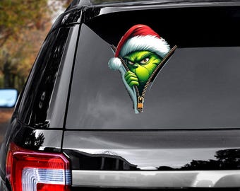 Funny Grinch Car Decal,Grinch Inspired Christmas car Sticker,Grinch Christmas Bumper Stickers,Retro Christmas car decal,Christmas car decal