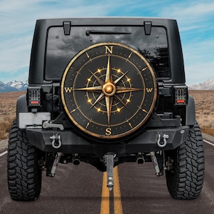 Lighting Metal Compass Spare tire cover Camera Hole Option,nautical Compass Spare Tire Cover,Compass Car Accessories Bronco Mercedes