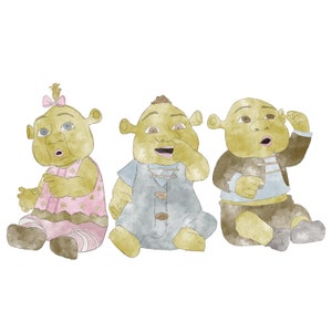 Shrek aquarel baby&#39;s 8 x 10 print