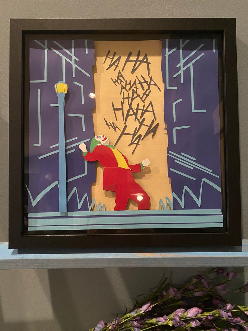 Download Shadowbox Comic Art Joaquin Phoenix Inspired Dc Comics Joker Inspired 3d Paper Art Framed Paper Wall Art Movie Art Mixed Media Collage Art Collectibles Kromasol Com