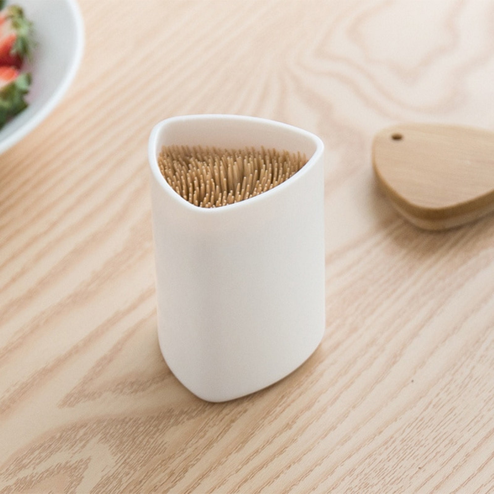 Plastic Toothpick Holder With Bamboo Lid Toothpick Dispenser Etsy