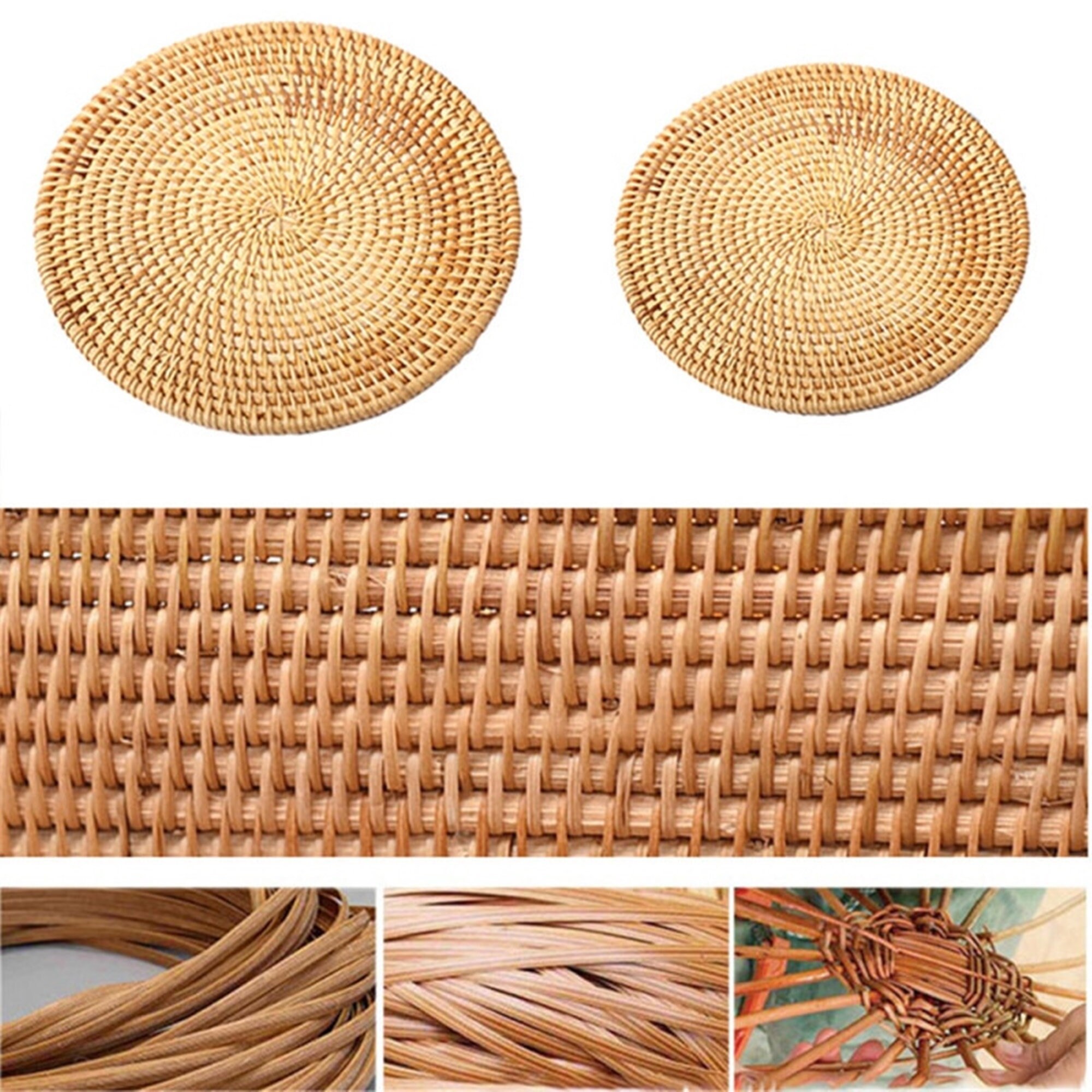 Round Rattan Placemats Vintage Rattan Weaving Coasters Dining Etsy