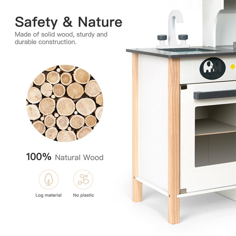Big Wooden Play Kitchen Toys Pretend Play Toys for Kids Boys Toddlers Girls