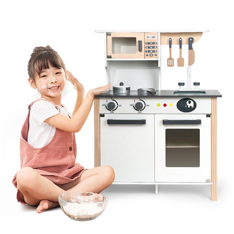 Big Wooden Play Kitchen Toys Pretend Play Toys for Kids Boys Toddlers Girls