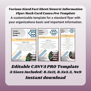 Informatieblad van verschillende formaten | Algemene informatieflyer | Canva-sjabloon marketingflyer | Blauw/grijs/geel