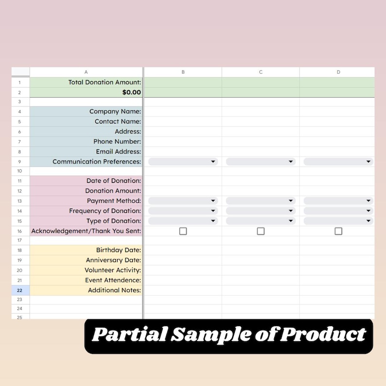 Nonprofit Donation Tracker Spreadsheet | Charity Fundraising Organizer ...