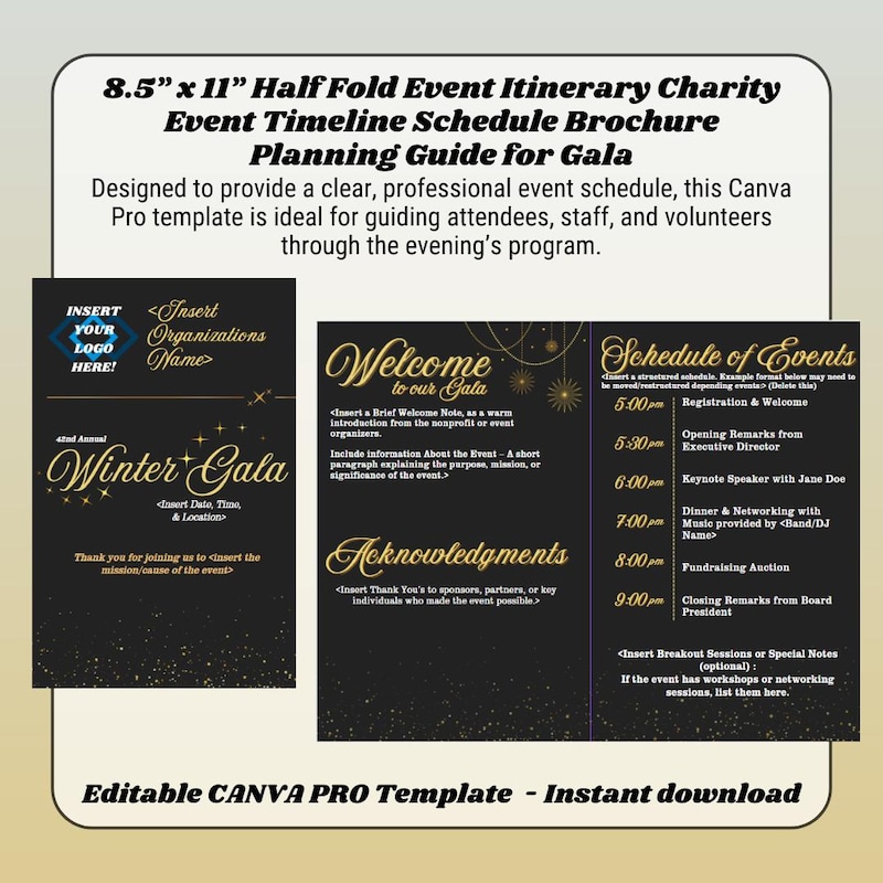 Gala Program Template - Etsy