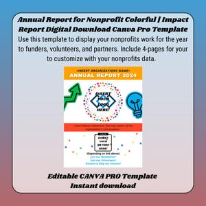 Annual Report for Nonprofit Colorful | Impact Report Digital Download Canva Pro Template
