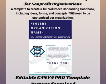 Mall för handbok för volontärer för ideella organisationer | Anpassningsbar Canva-introduktionsmanual (digital nedladdning)
