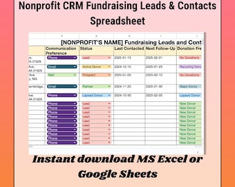 Insamlingsspårare för ideella organisationer | Kalkylblad för givarhantering (digital nedladdning)