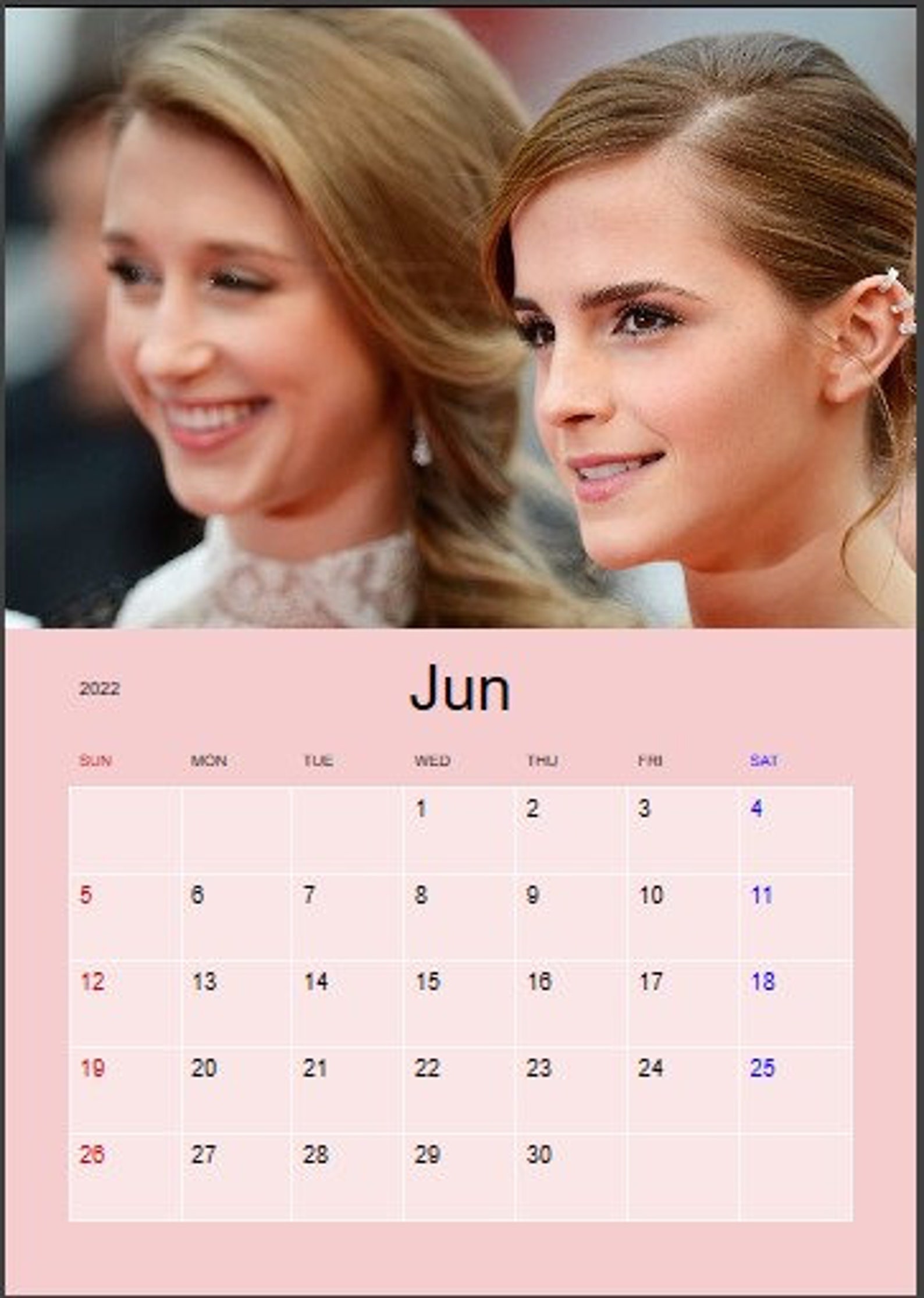 Unofficial Emma Watson Calendar 2022 Vivid Vibrant Etsy