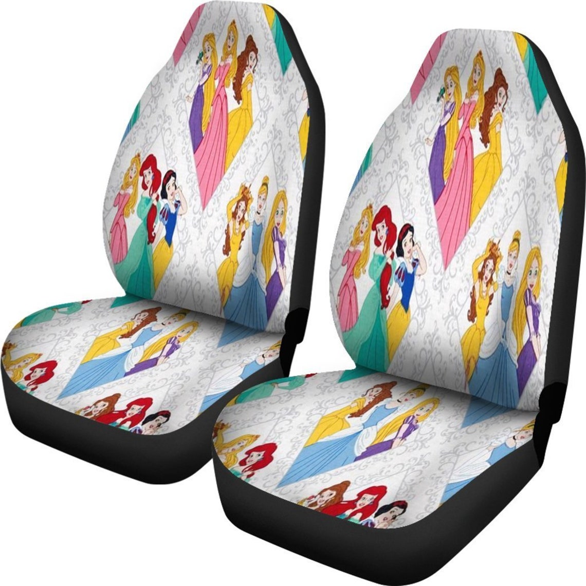 Cute Disney Princess Car Seat Covers Cartoon Fan Gift Etsy