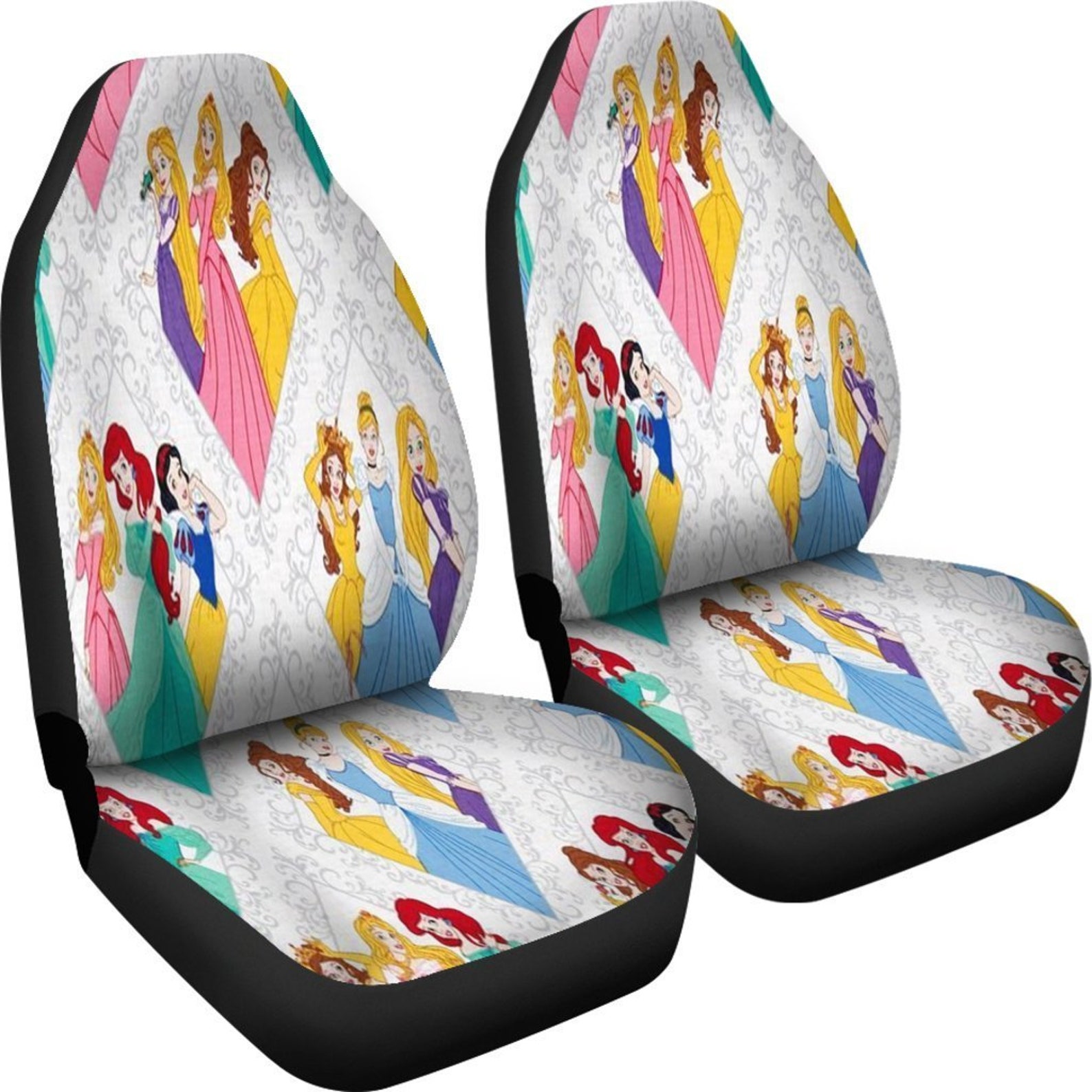 Cute Disney Princess Car Seat Covers Cartoon Fan Gift Etsy
