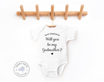 Personalized Godmother Bodysuit | Will You Be My Godmother Romper, Baby Announcement Bodysuit, Cute Baby Romper, Baby Shower Gift