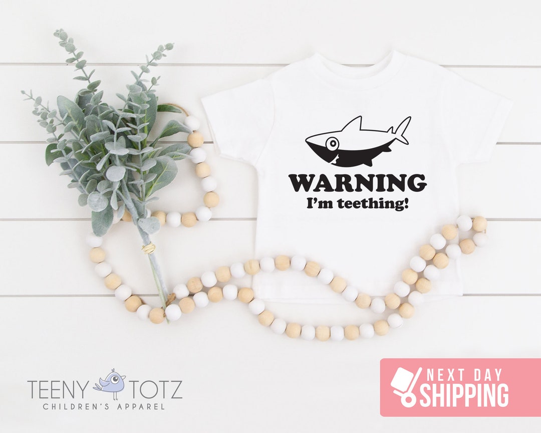 Warning I'm Teething Shirt Shark Baby Shirt, Cute Baby Onesie