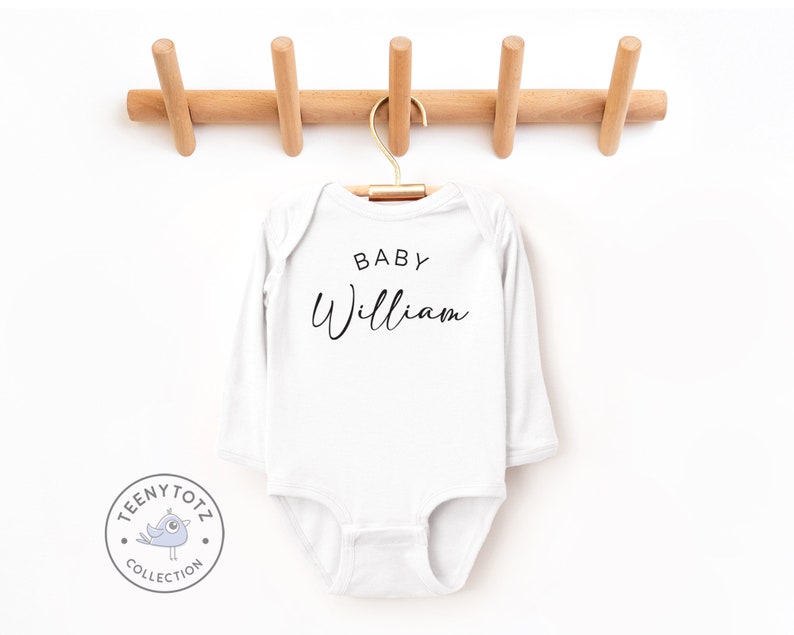 Personalized Baby Name Bodysuit Custom Name Baby Romper, Pregnancy Announcement Name Baby Bodysuit image 2