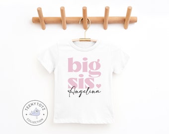 Personalized Big Sister Shirt | Cute Big Sis Kids Tee, Big Sister Toddler Shirt, Baby Shower Gift