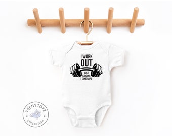 I Workout Baby Bodysuit | Fitness Baby Romper, Cute Baby Bodysuit, Funny Baby Clothes, Baby Shower Gift