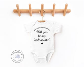 Personalized Godparents Bodysuit | Will You Be My Godparents Romper, Baby Announcement Bodysuit, Cute Baby Clothes, Baby Shower Gift
