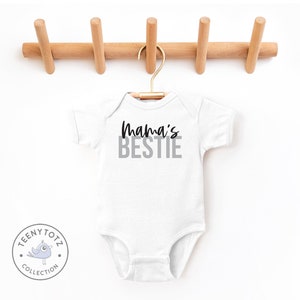 Mama's Bestie Bodysuit Best Friend Baby Romper, Unisex Baby Clothes, Baby Shower Gift image 1